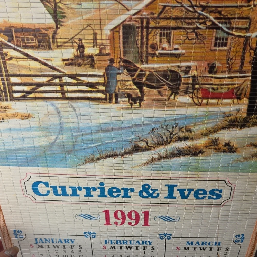 1991 Wall Calendar - Blue and Brown